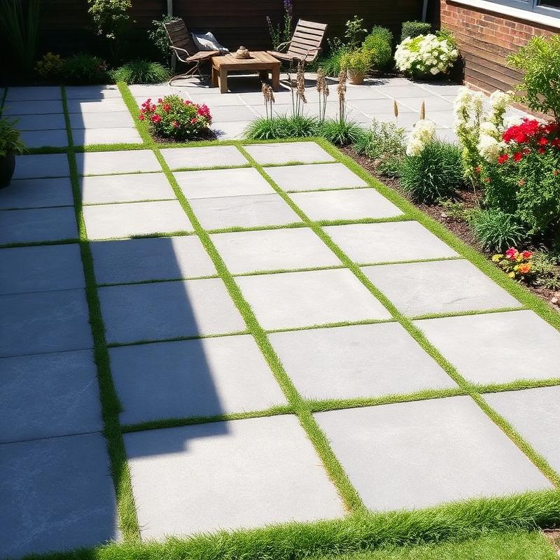 Garden slabbing and paved patio area